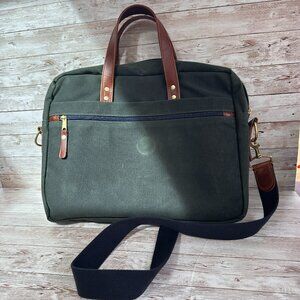 Husdson Sutler - Heritage Slim Briefcase - Waxed Hunter Green/Whiskey Brown
